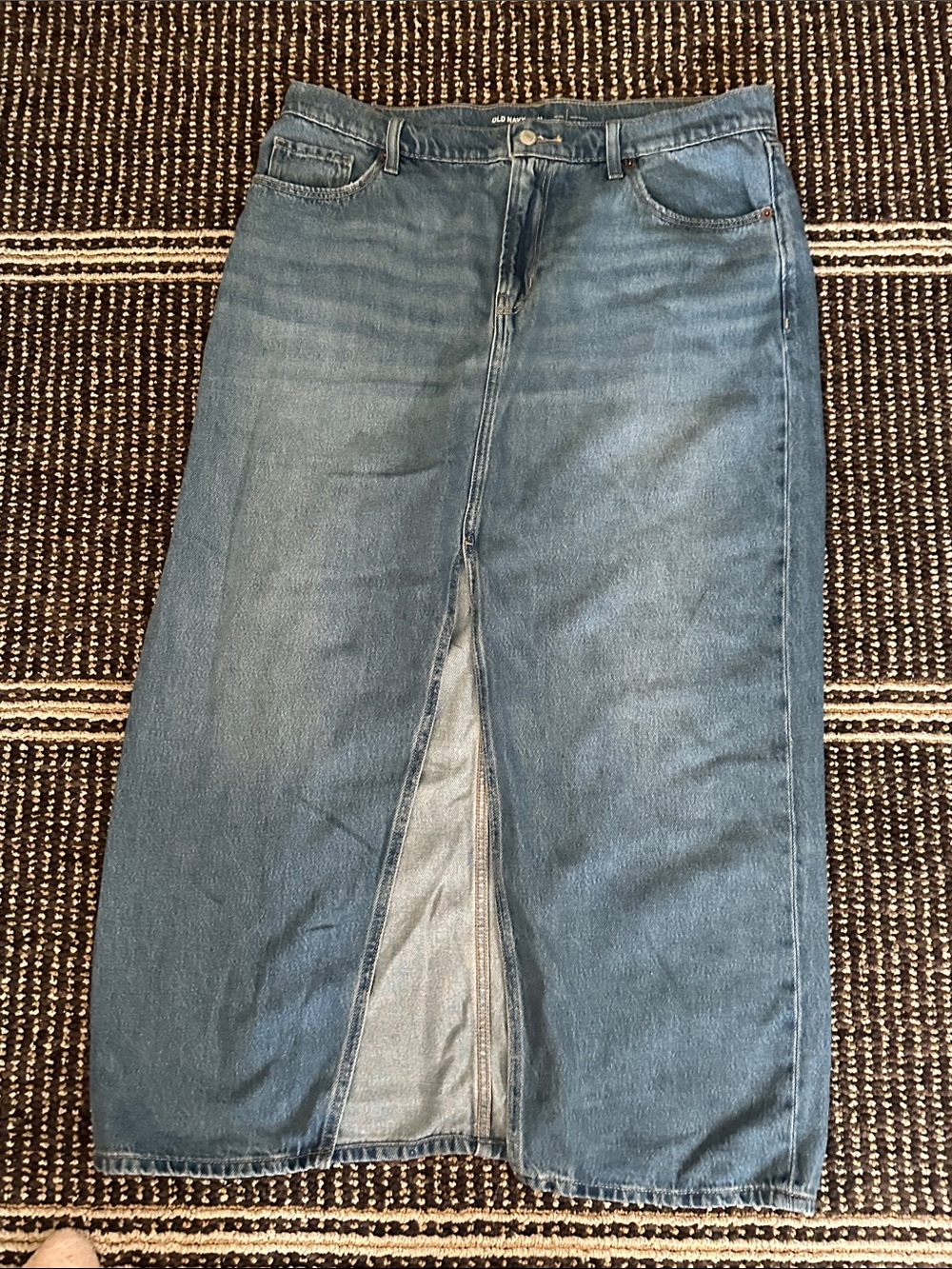 Old Navy Blue Denim Straight-Leg Skirt with Front Slit